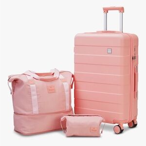 Pink Hardshell Carry-On Luggage Set